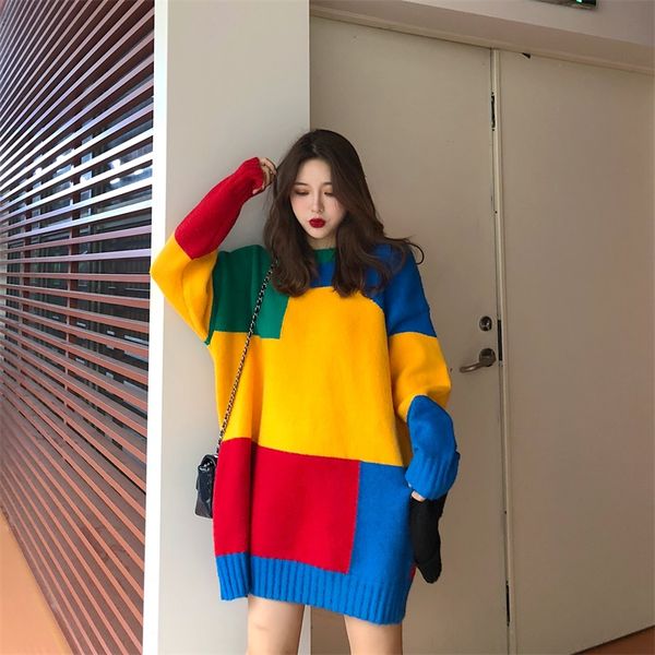 

superaen korean style women pullovers sweater women round neck long sleeve fashion casual ladies sweaters wild winter new 2019, White;black