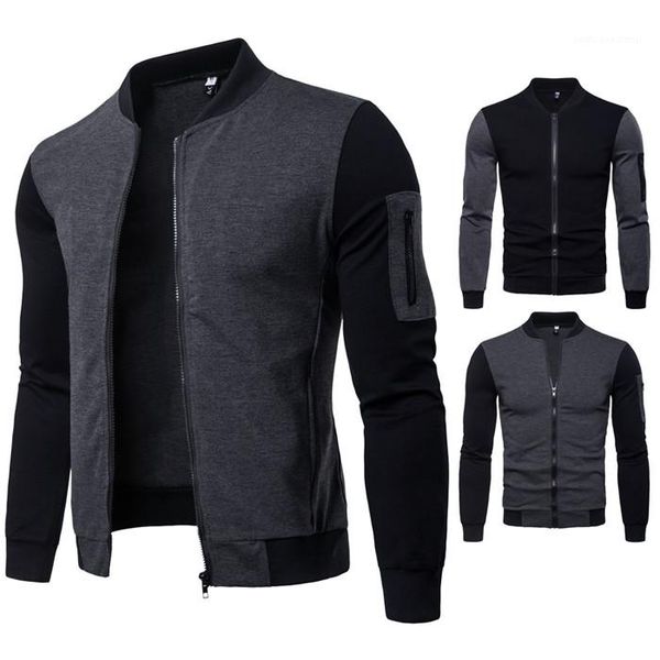 

colot slim zipper повседневная одежда мужские осенние куртки desinger круглый вырез новый стиль с длинным рукавом твердые, Black;brown