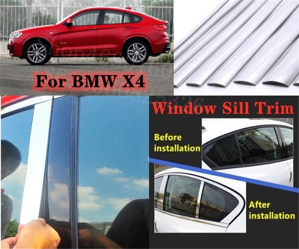 

puou high-quality car full window pillar trim cover stainless steel chrome decoration for x4 2019 car styling