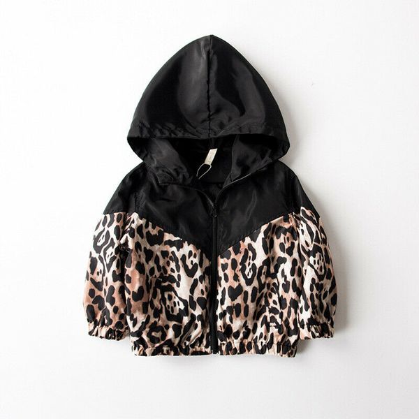 

2020 new outdoor toddler kid baby girl leopard jacket long sleeve hoodie zipper coat fashion cute girl coat, Blue;gray