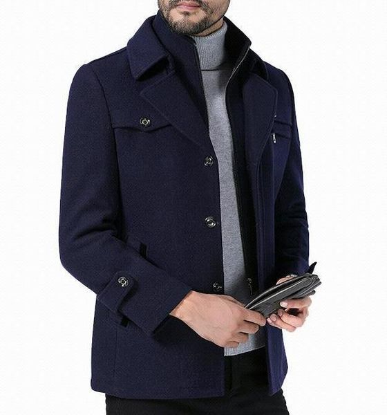 

winter solid color long coats fashion hoome clothing casual corta vento lapel neck zipper business outerwear mens, Tan;black