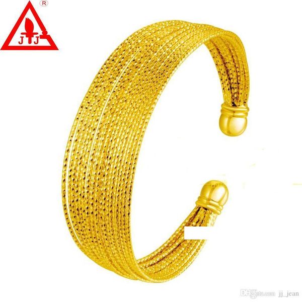 

24k yellow gold plated bangles for women men new style lines luxury wedding dressed fine jewelry ing, Black