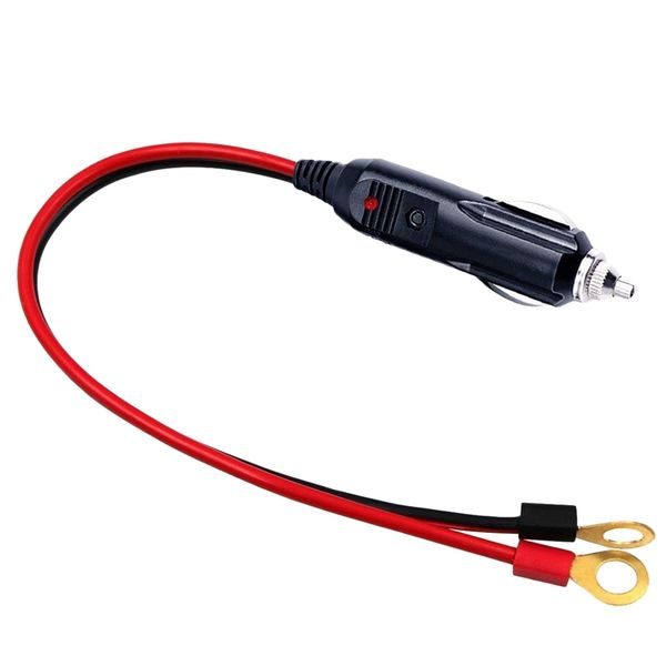 

1ft car male ette lighter male plug adapter to battery ring terminal harness assembly extension cable with 15a fuse