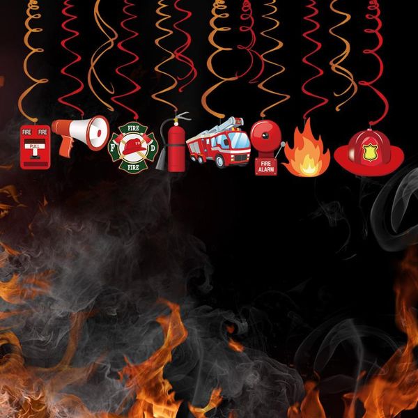 

pvc ceiling hanging swirls fireman theme party decoration baby shower firefighter hanging spirals kid birthday party supplies