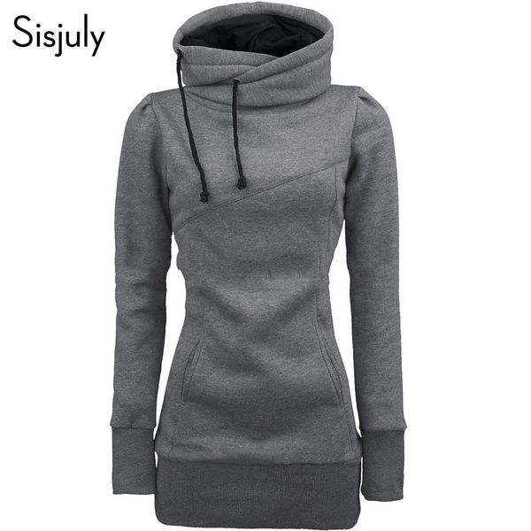 

sisjuly женщин фуфайки hoodie твердых капюшоном с длинным рукавом пуловер толстовки шнурком плюс размер 4xl мода женский весенний толстовку, Black