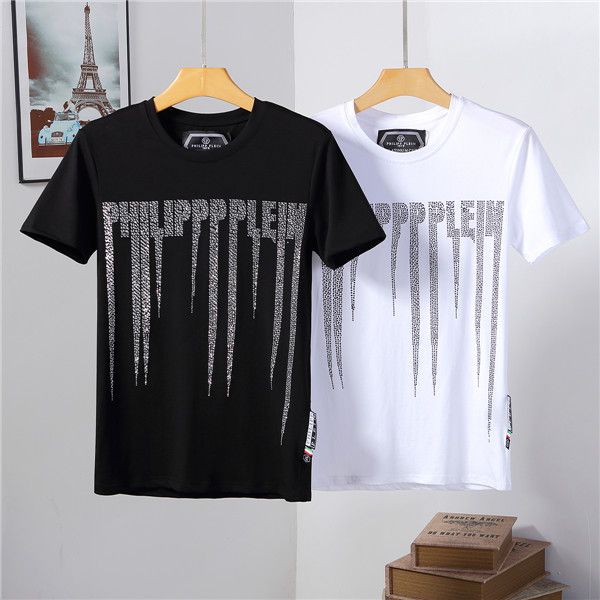 

новые мужские дизайнерские футболки мода мужская одежда 2019 лето повседневная уличная футболка череп хлопок экипаж шеи с коротким рукавом, White;black