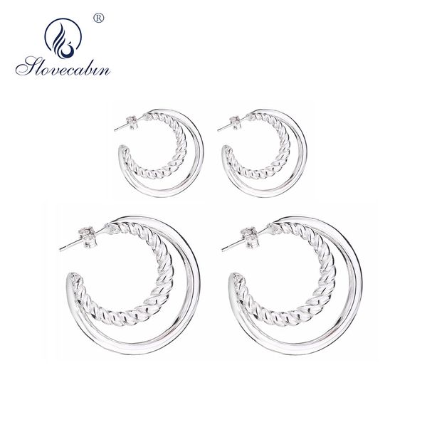 

slovecabin 925 sterling silver big ear ring small hoop earring women accesoires mini tidal hoops clips huggie earrings jewellry, Golden;silver