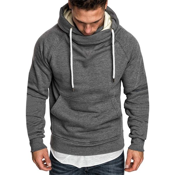 

men hoodie fashion long-sleeved round neck solid color printing men's pullover male sweatshirt traksuit pullover hoody new, Black