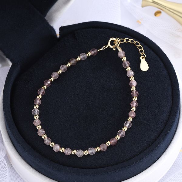 

s925 sterling silver korean-style seiko faceted crystals bracelet smaller design color mixing and white beaded bracelet, Black