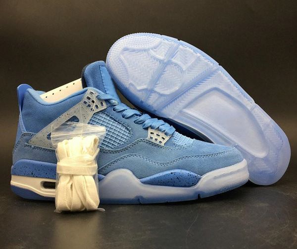 

2019 new release 4s university blue white man basketball designer casual shoes amazing suede iv unc sky blue trainers