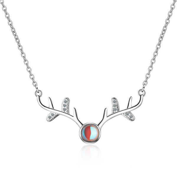 

искусственный moonstone deer вы ожерелье женщин тенниса красный hipster ювелирные изделия короткие малые свежее алмазный elk ключицы цепи, Silver