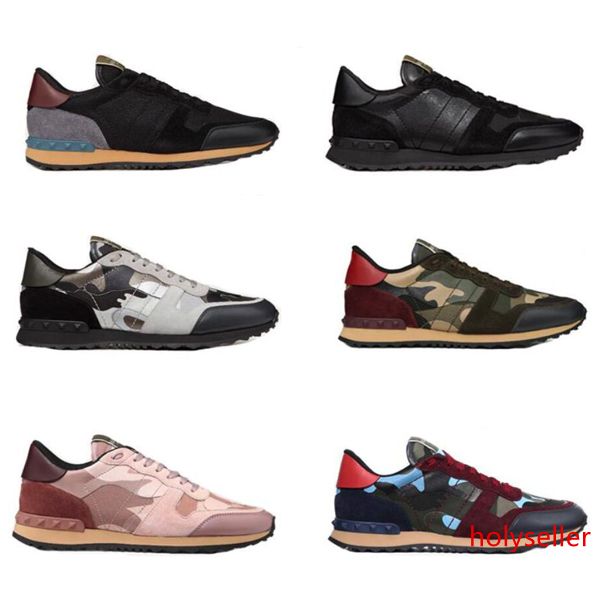 

fashion leather suede stud rockrunner camouflage sneakers shoes men women flats luxury designer rivet rockrunner trainers casual shoes