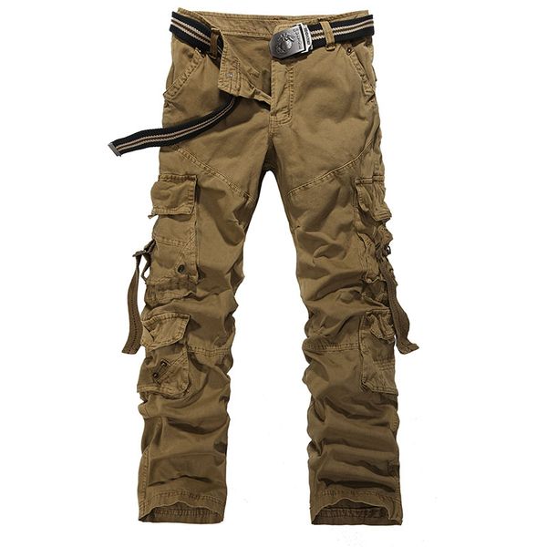 

new men's fashion casual outdoor pockets army camouflage combat camo sports cotton long cargo pants trousers, Black