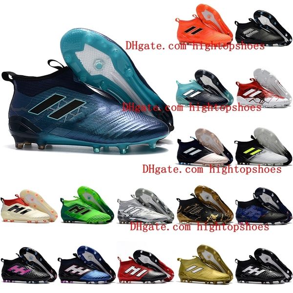 

original outdoor soccer cleats ace 17 purecontrol fg high ankle football boots mens soccer shoes blackout laceless boot new hot