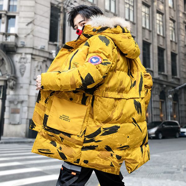 

2020 new winter loose arctic velvet cotton jacket men's long hooded cotton coat long coat winter jacket men clothes men, Black