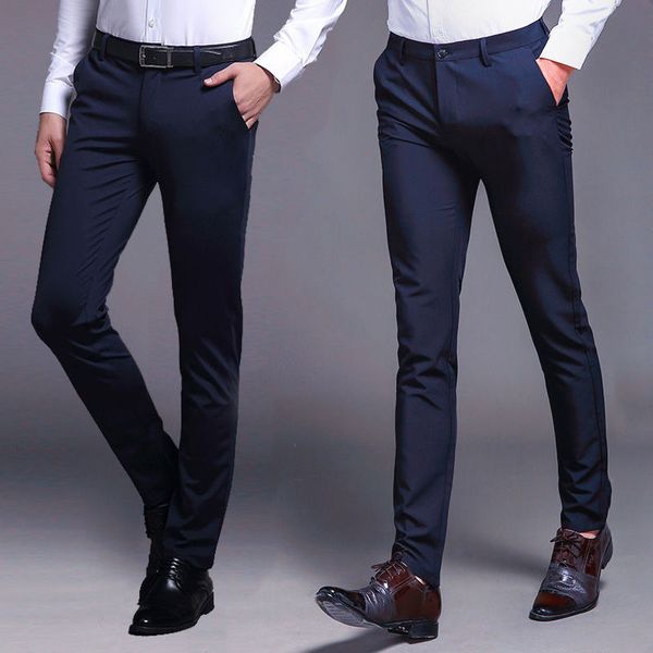 

новый смарт случайные брюки тонкие брюки мужские бермуды masculina тонкий прилив бизнеса casual suit kpop моды мужчин брюки черные, White;black