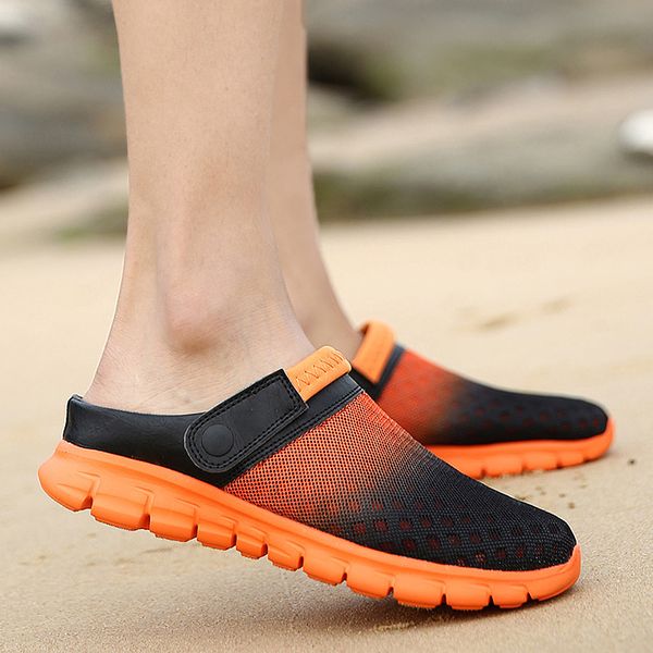 

2017 new summer sandals men mesh shoes mules clogs breathable beach slippers male water hollow aqua wading chaussure homme