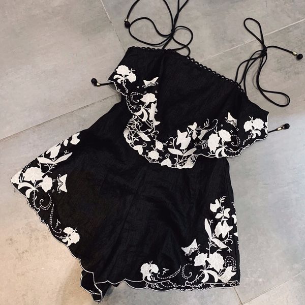 

2019 fashion women embroidery strap jumpsuits playsuits ddxgz2, Black;white