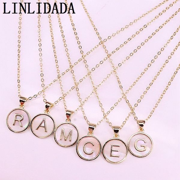 

12pcs gold color white shell initial letter charms fashion jewelry pendant necklaces, Silver