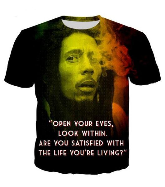 

new arrive hip hop summer style reggae star bob marley funny 3d print men women fashion t shirt xr085, White;black