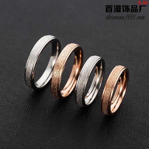 

2019 new abrasive sand gold series stainless steel ring, Silver