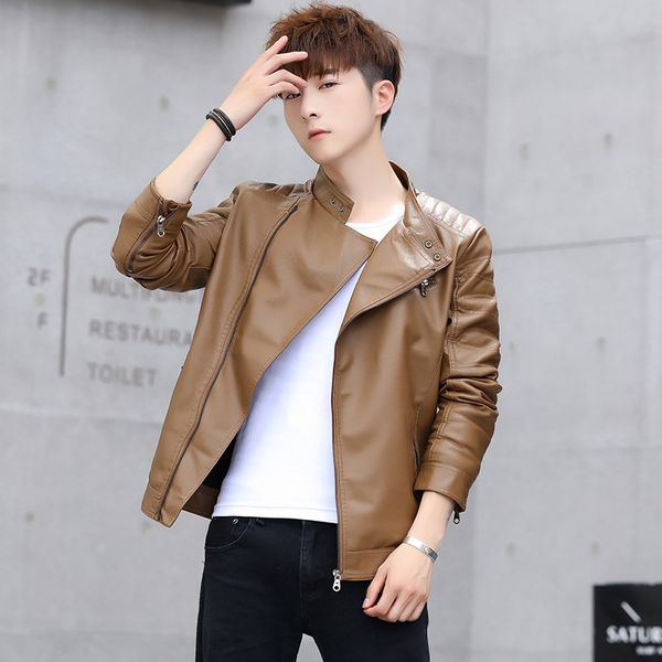 

мужская одежда осени и зима нового стиль кожа pu мужские куртки стиральных плюс velvet локомотив кожаного пальто пальто, Black