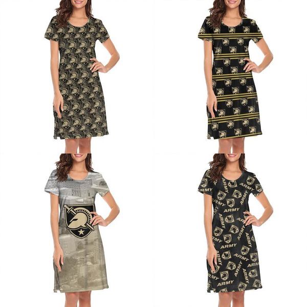 

womens design printing new york army black knights football gold white plus size shirt dress crazy friends slogan loungewear cute for, Black;gray