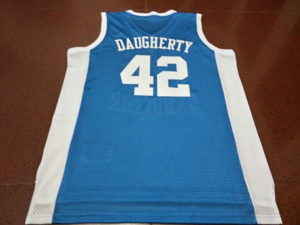 

custom men youth women vintage nc #42 brad daugherty mesh fabric college basketball jersey size s-4xl or custom any name or number jersey, Black