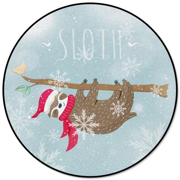 

sloth hanging tree trunk snow round carpets for living room bedroom chair area rug children room play tent kids floor mat