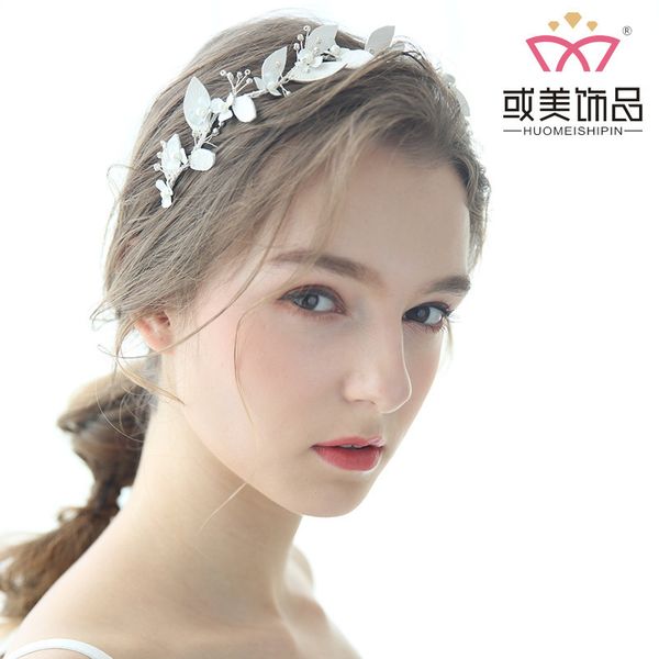 

npason 2019 d2293 fashion women bride ornaments wedding accessories original design diy manual pearl hair band new product, Golden;white
