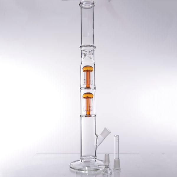 Bongs de água de vidro de 19,7 polegadas de comprimento Copo de cachimbo de água Filtro de dois cogumelos com adaptador de tigela de 18 mm