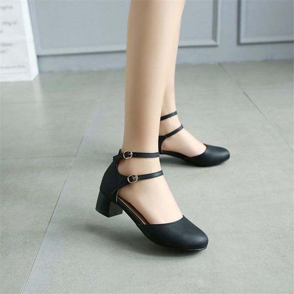 

fashion female student party shoes high-heeled shoes size 32-44 for bigger girl kid heeled leather woman high heels, Black;grey