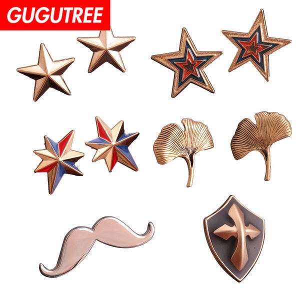 

gugutree brooch breastpin deer leaf star sun patch metal patches badges applique patches for clothing hh-37, Black