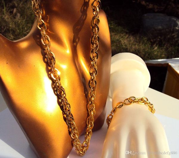 

18 k gp gold finish heavy 8mm miami cuban link pair chain necklace bracelet stamp set, Silver