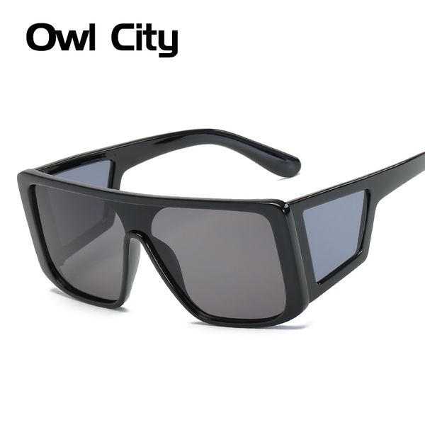 

owl city sunglasses men vintage brand designer women sunglass retro rectangle big black eyewear shades oversized man sun glasses, White;black