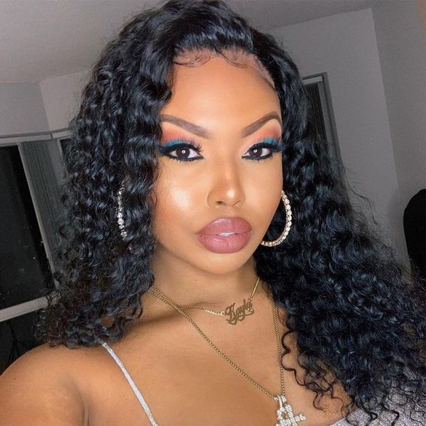 

16inch/22inch preplucked 13x6 deep cut short bob summer wig curly lace front human hair wigs for black women brazilian remy