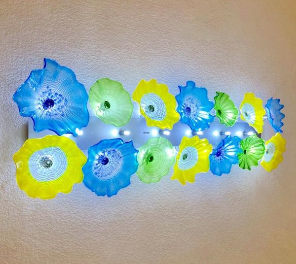 

custom colorful flower plates lamps italian design hand blown lighting led murano glass art wall sconce