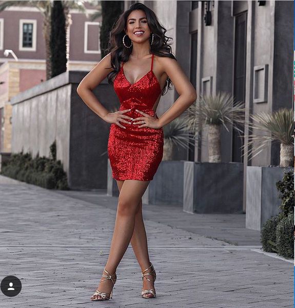 

new arrival women red elegant sequined dress 2018 fashion v-neck spaghetti strap celebrity evening party bandage bodycon dresses, Black;gray