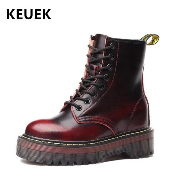 

new arrival women shoes height increasing boots genuine leather motorcycle boots fashion vintage snow 02a, Black