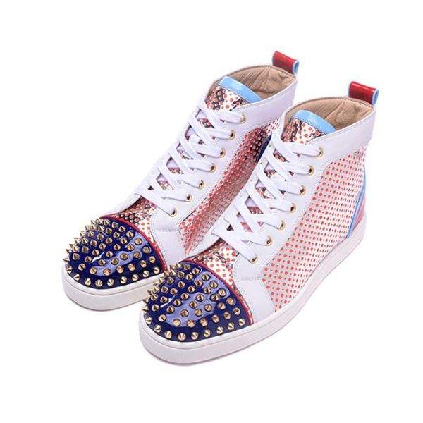 

2019 new designer red bottoms casual shoes slip-on roller boat mens women suede spike crystal leather sport sneakers box dust bag 36-47 06, Black