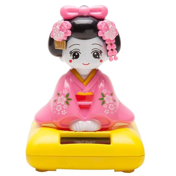 

solar powered bobblehead toy figure, japanese kimono maiko geisha
