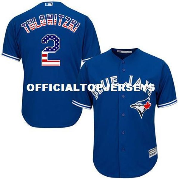 

men's #2 tulowitzki royal blue usa flag sport jersey, Black;blue