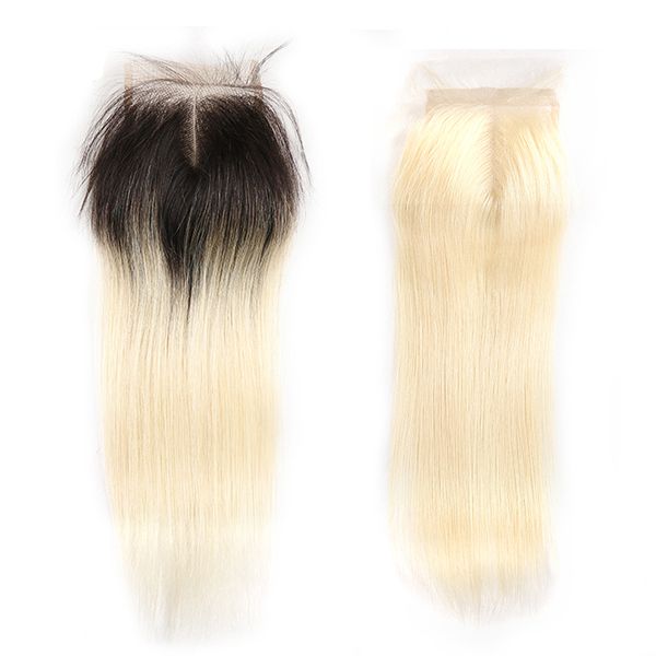 

бразильский человеческих волос кружева закрытие 4x4 прямые девственные волосы средний свободный три части закрытия блондинка перуанский мала, Black;brown