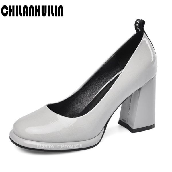 

high heels shoes women pumps black gray genuine leather woman shoes cozy square toe wedding party ladies office nude pumps