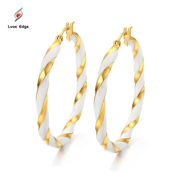 

2019new tassina stainless steel earrings europe gold color and white earrings wholesales fashion jewelry for women, Golden;silver