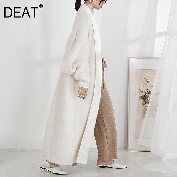 

deat] 2019 new spring winter full batwing sleeve loose open stitch v-collar women fashion tide large size warm long coat oa81, Black;brown