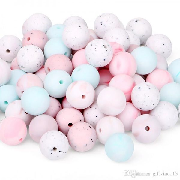 

silicone teething beads marble color loose beads 9mm 12mm 15mm for diy chew necklace safe bpa silicone beads nursing jewelry