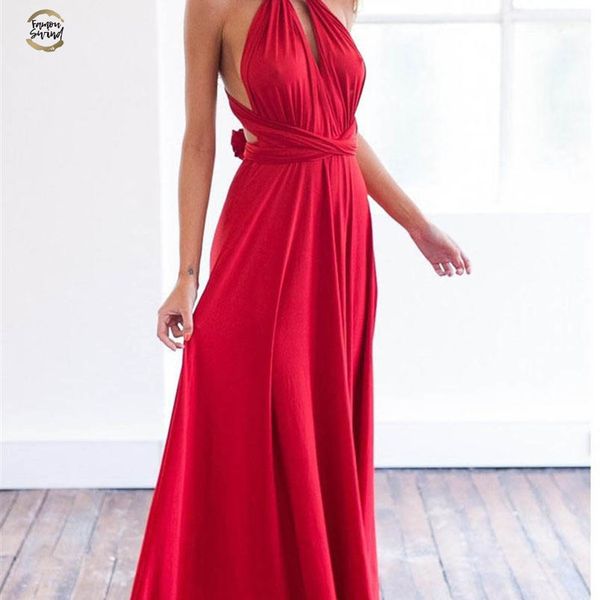 

2019 summer robe bridesmaids boho women dress ladies women maxi club dress bandage long party multiway swing dress c0195, Black;gray