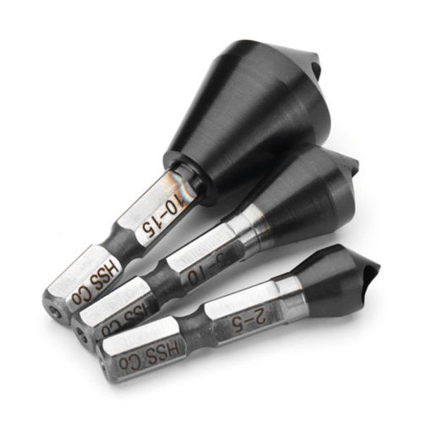 

2-5/5-10/10-15mm hss co m35 tiain countersink deburring drill bit metal taper stainless steel hole saw cutter chamfering
