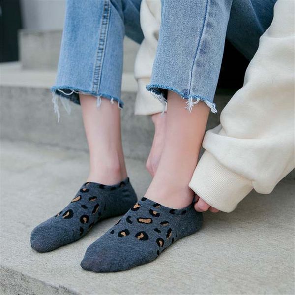 

socks & hosiery 5pairs invisible women spring summer and autumn fashion leopard cotton boat sock women's lady shallow mouth short, Black;white